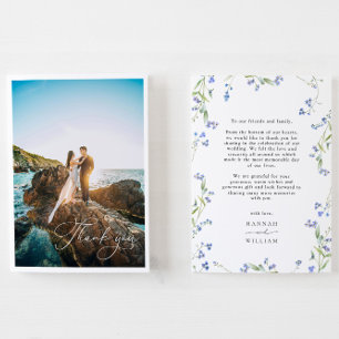 Tarjeta De Agradecimiento Boda Floral Azul