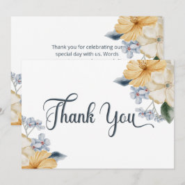 Tarjeta De Agradecimiento Boda floral azul amarillo y blanco