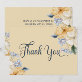 Tarjeta De Agradecimiento Boda floral azul amarillo y blanco