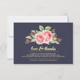 Tarjeta De Agradecimiento Boda Floral Azul de Marina Gracias Cartas