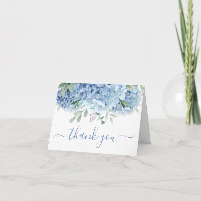 Tarjeta De Agradecimiento Boda Floral azul morado (Anverso)
