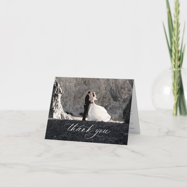 Tarjeta De Agradecimiento Boda Floral Azul Vintage (Anverso)