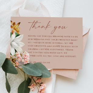 Tarjeta De Agradecimiento Boda floral beige con rubor cálido Bloom Botánic