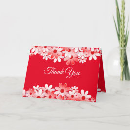 Tarjeta De Agradecimiento Boda floral blanca roja elegante
