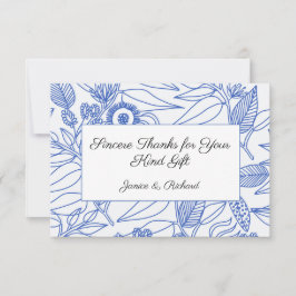 Tarjeta De Agradecimiento Boda floral Blue Botanalized Personalized