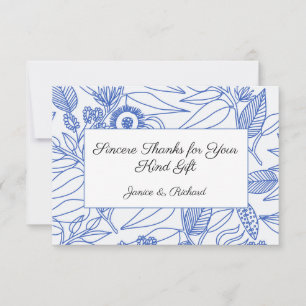 Tarjeta De Agradecimiento Boda floral Blue Botanalized Personalized