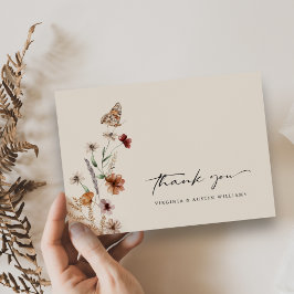 Tarjeta De Agradecimiento Boda floral boho
