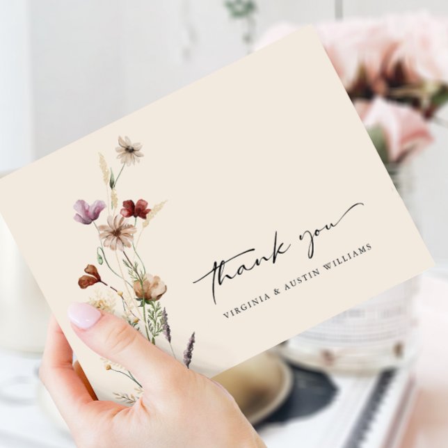 Tarjeta De Agradecimiento Boda Floral Boho (Floral Boho Wedding Thank You Card
)