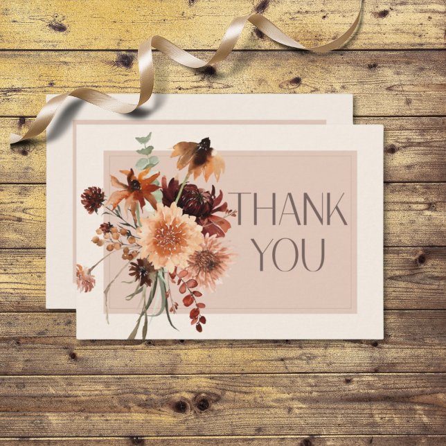 Tarjeta De Agradecimiento Boda floral Boho Rust & Cream Fall (Subido por el creador)