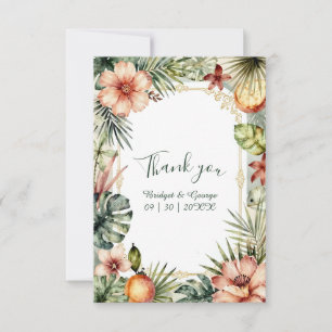 Tarjeta De Agradecimiento Boda floral boho tropical de Hawái