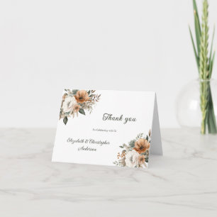 Tarjeta De Agradecimiento Boda floral botánica beige vegetación neutral
