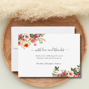 Tarjeta De Agradecimiento Boda floral botánica de color rosa rojizo