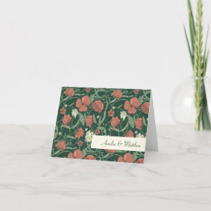 Tarjeta De Agradecimiento Boda floral botánica personalizada verde bosque ro