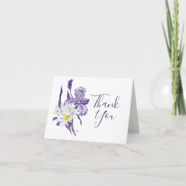 Tarjeta De Agradecimiento Boda Floral Botánica Purple Iris White Daisy