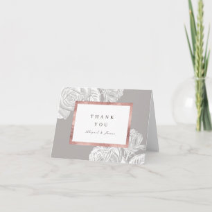 Tarjeta De Agradecimiento Boda floral botánica vintage en rosa oro de lujo