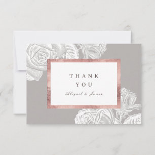 Tarjeta De Agradecimiento Boda floral botánico de oro rosa de lujo