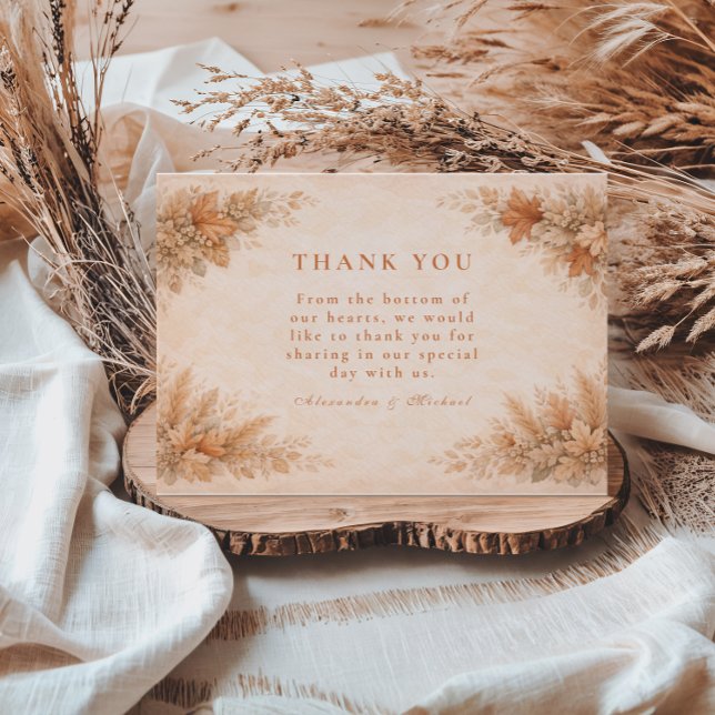 Tarjeta De Agradecimiento Boda Floral Cálida de Otoño (Subido por el creador)