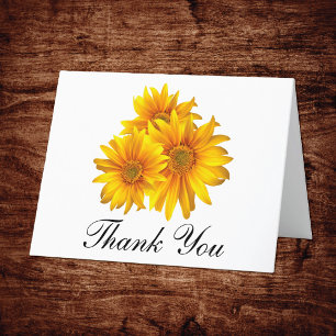 Tarjeta De Agradecimiento Boda floral campestre de girasoles boho de agradec
