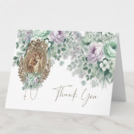 Tarjeta De Agradecimiento Boda floral católica María y José
