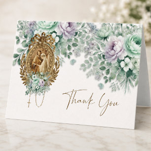 Tarjeta De Agradecimiento Boda floral católica María y José