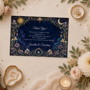 Tarjeta De Agradecimiento Boda floral celestial etérea