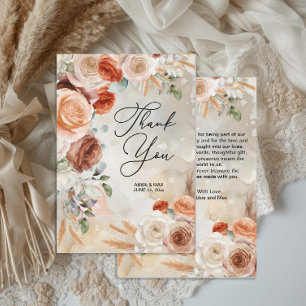 Tarjeta De Agradecimiento Boda floral crema terracota boho rubor 