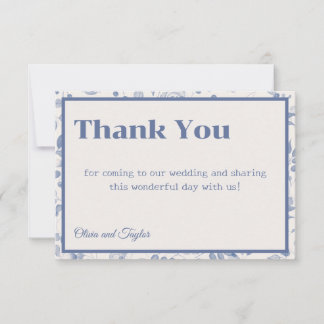 Tarjeta De Agradecimiento Boda floral de acuarela azul polvoriento