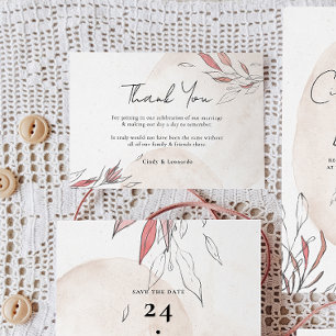 Tarjeta De Agradecimiento Boda floral de acuarela de color de tierra rústico