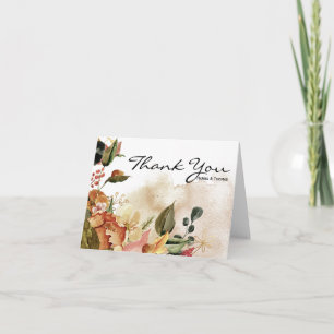 Tarjeta De Agradecimiento Boda floral de acuarela de otoño