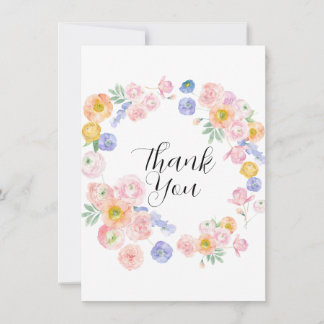 Tarjeta De Agradecimiento Boda floral de acuarela de primavera