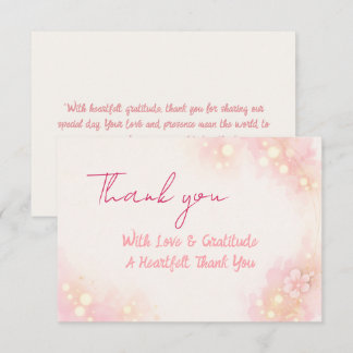 Tarjeta De Agradecimiento Boda floral de acuarela rosa soñadora