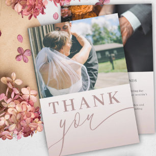 Tarjeta De Agradecimiento Boda floral de acuarela rosada moderna