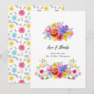 Tarjeta De Agradecimiento Boda floral de arte popular mexicana Fiesta