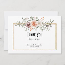 Tarjeta De Agradecimiento Boda floral de color acuático en el jardín de vera