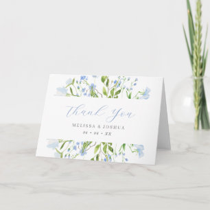 Tarjeta De Agradecimiento Boda floral de color azul claro