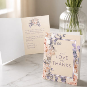 Tarjeta De Agradecimiento Boda floral de color melocotón