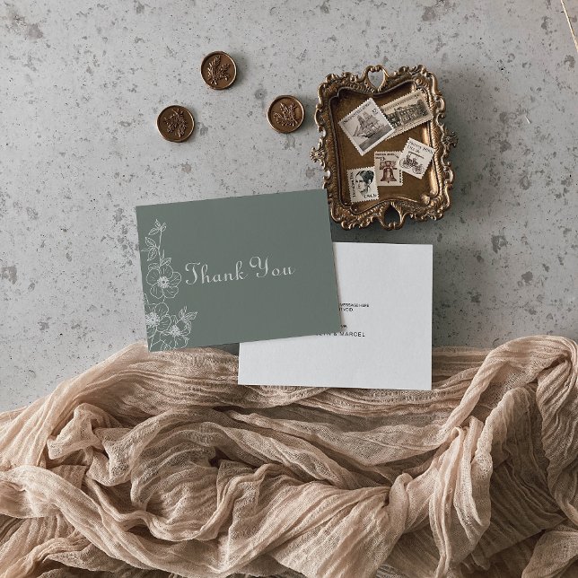 Tarjeta De Agradecimiento Boda floral de destino verde Boho (Subido por el creador)