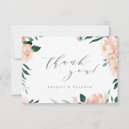 Tarjeta De Agradecimiento Boda floral de durazno romántico