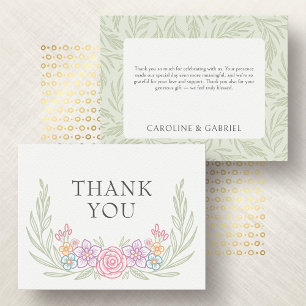 Tarjeta De Agradecimiento Boda Floral de flores silvestres