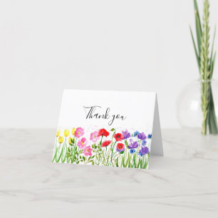 Tarjeta De Agradecimiento Boda Floral de Flores Silvestres clásicas Gracias