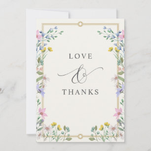 Tarjeta De Agradecimiento Boda floral de flores silvestres de jardín campest