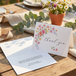 Tarjeta De Agradecimiento Boda floral de flores silvestres rosa naranja