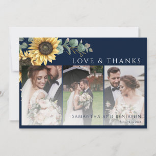 Tarjeta De Agradecimiento Boda Floral de girasol Foto Gracias
