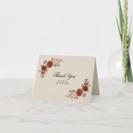 Tarjeta De Agradecimiento Boda floral de hierba Pampas de otoño bohemio