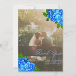 Tarjeta De Agradecimiento Boda floral de Hortensia Azul