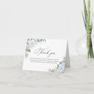 Tarjeta De Agradecimiento Boda Floral de Hortensias Azules