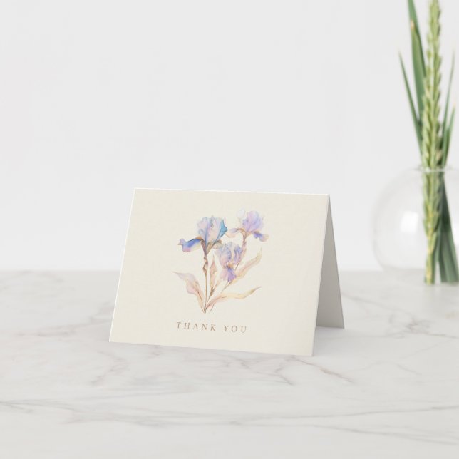 Tarjeta De Agradecimiento Boda floral de Iris elegante (Anverso)