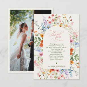 Tarjeta De Agradecimiento Boda floral de jardín de flores silvestres pastel