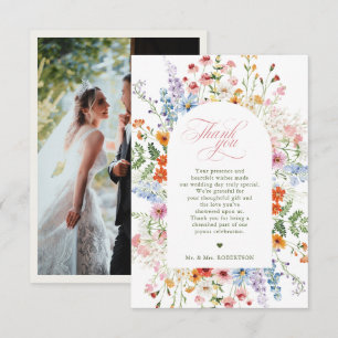 Tarjeta De Agradecimiento Boda floral de jardín de flores silvestres pastel 