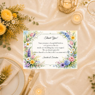 Tarjeta De Agradecimiento Boda floral de jardín pastel caprichoso